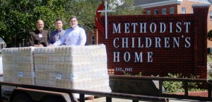 Sugar donation arrives at MCH with from left: Patrick Blanchard, Luke Allen, and Rick Wheat. (photo courtesy of Adam Hohlt - Ruston Daily Leader)