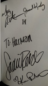 Autographs for Harman House girls.
