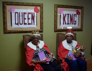Princeton Place's King and Queen with their Valentine's from girls at the home.