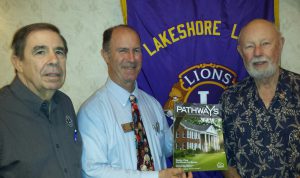 Lakeshore Lion's Club members Jerry Garbo (left), and Gordon Barney (right) with MCH Development Officer for SE LA, Doug Hall.