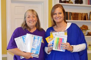 Pictured with our Development Receptionist Denise Landry, is Beverly Wynne who delivered supplies to our Ruston campus on behalf of Southern States General Agency.